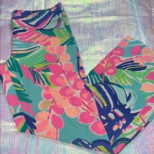 Lilly Pulitzer Tropical Floral Leggings in Aqua, Pink & Navy